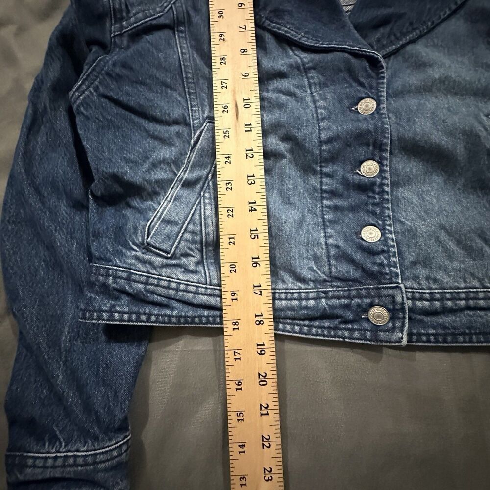 We The Free People Denim Jacket Cropped Womens Small Jean Boxy Blue - Picture 3 of 8